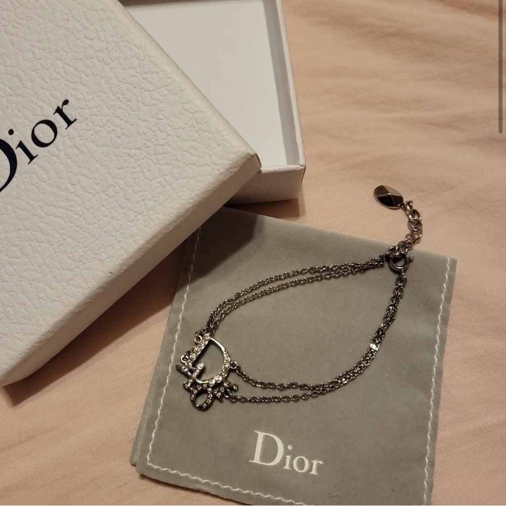 Dior Oblique Double Chain Bracelet Silvertone